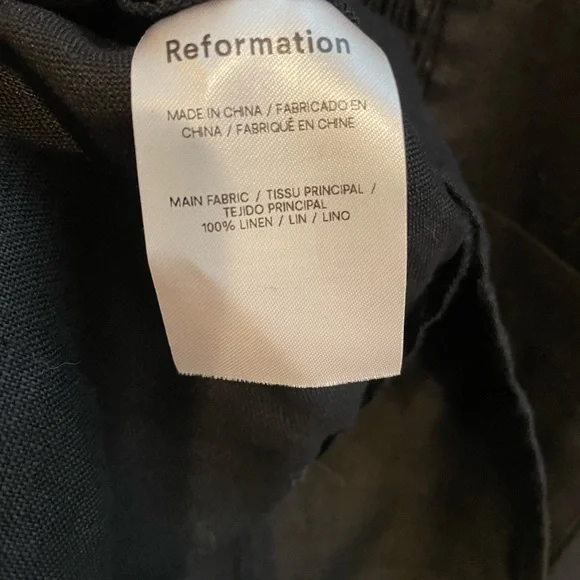 Reformation Evianna Linen Mini Dress in Black - Picture 4 of 5